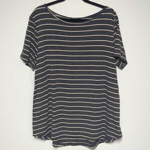 Pink Clover Gray and Tan Short Sleeve Blouse